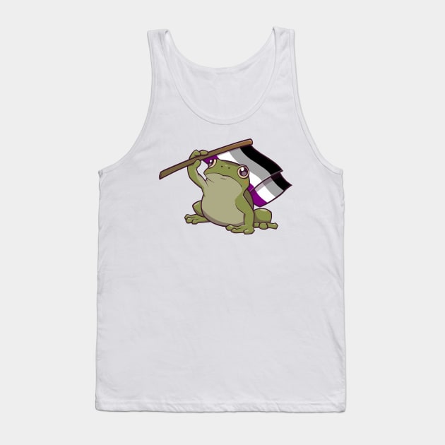 Asexual Pride Flag-Holding Frog Tank Top by saltuurn